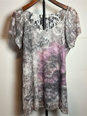 Dressbarn Sheer Lace Overlay Tunic Top • XL • Y2K Grunge